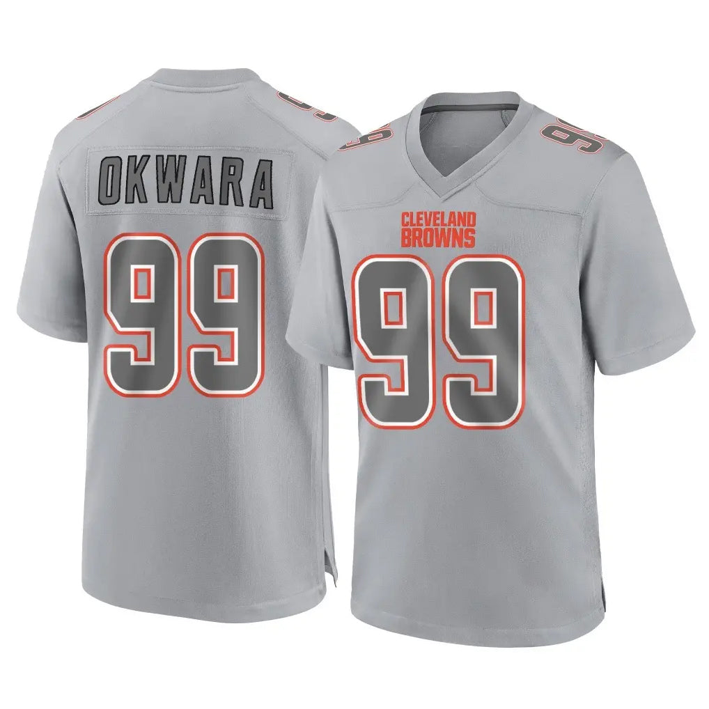 Crovyle C.Browns #99 Julian Okwara Player Gray Atmosphere Fashion Game Stitched Jerseys