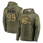 Crovyle C.Browns #99 Julian Okwara Player Olive Salute to Service Pullover Hoodies Home Game Stitched Jerseys