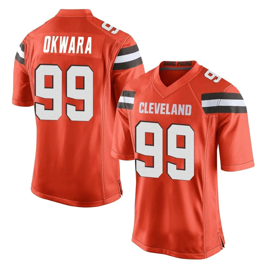 Crovyle C.Browns #99 Julian Okwara Player Orange Vapor Limited Home Game Stitched Jerseys