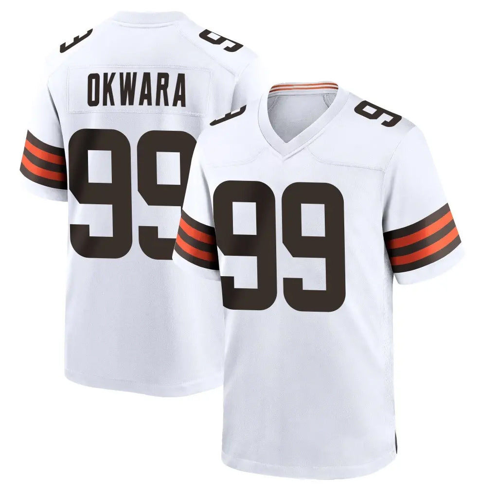 Crovyle C.Browns #99 Julian Okwara Player White Home Game Stitched Jerseys