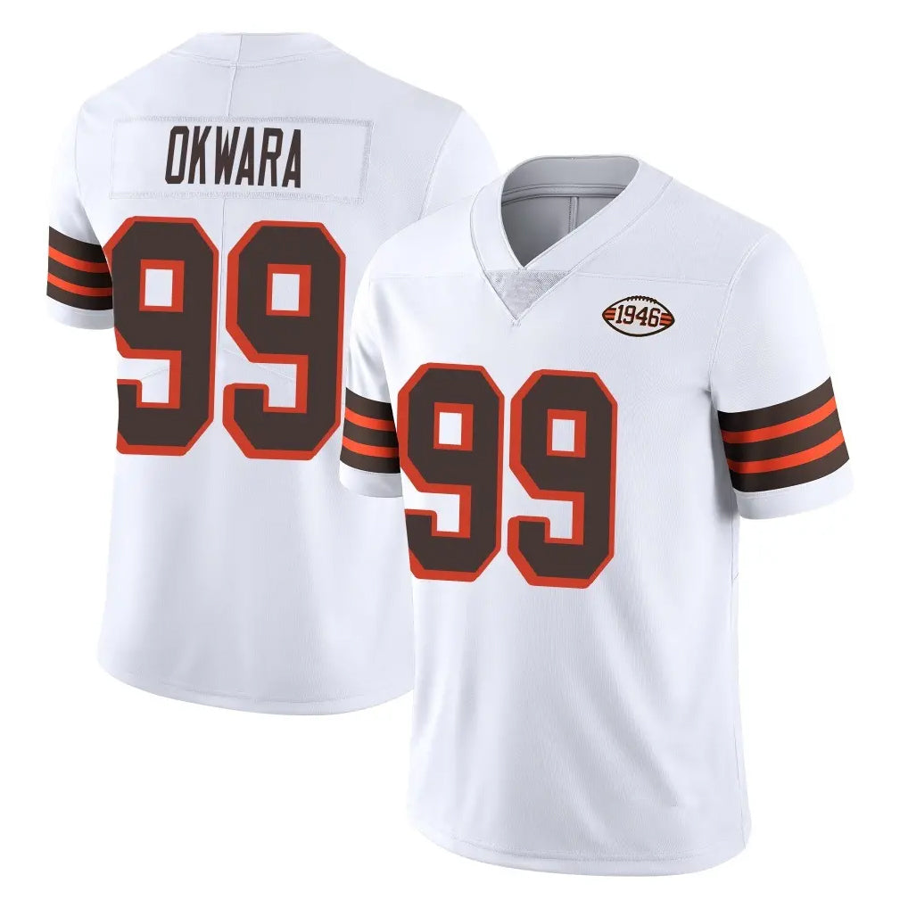 Crovyle C.Browns #99 Julian Okwara Player White Limited  Vapor 1946 Collection Alternate Game Stitched Jerseys