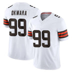 Crovyle C.Browns #99 Julian Okwara Player White Vapor F.U.S.E. Limited Home Game Stitched Jerseys