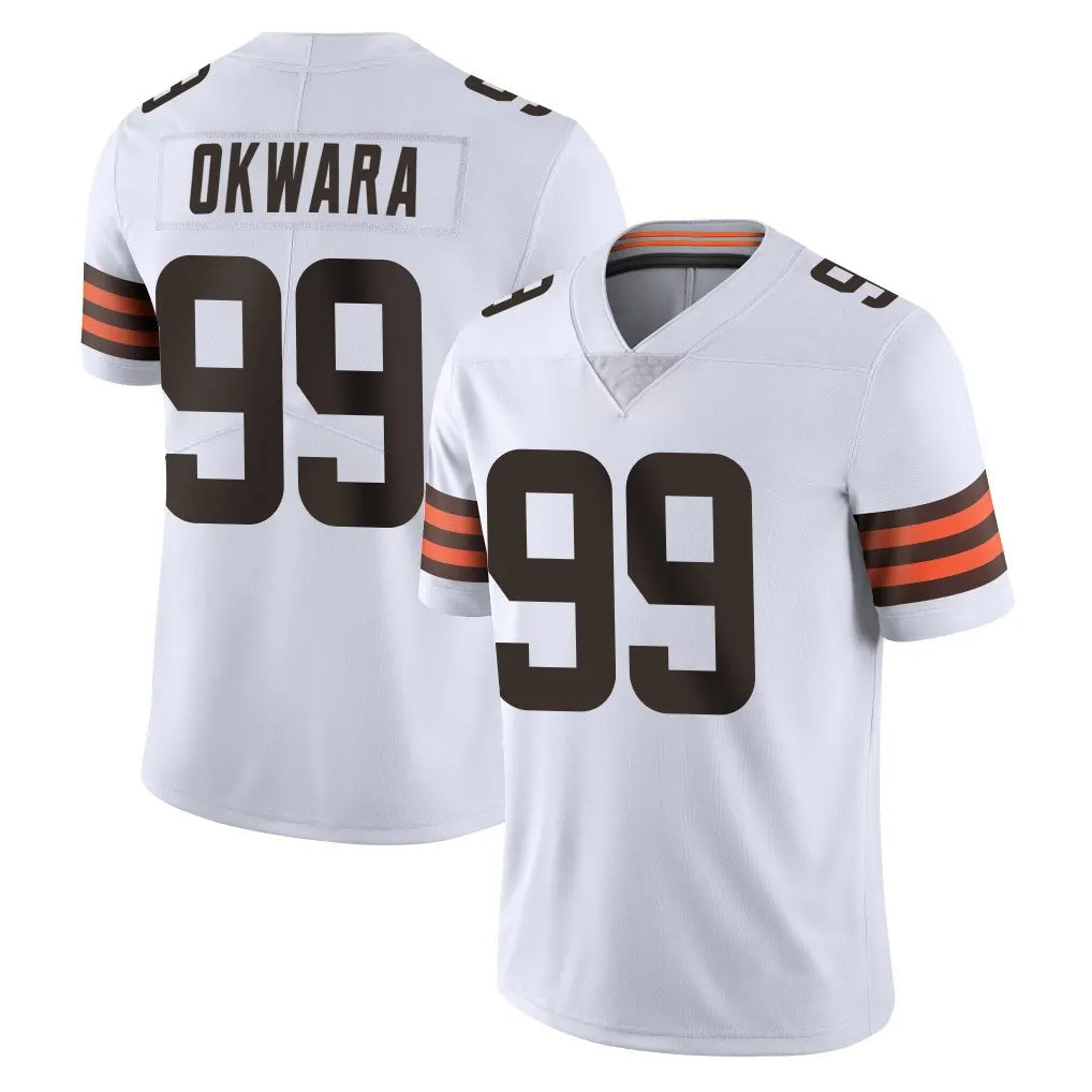 Crovyle C.Browns #99 Julian Okwara Player White Vapor Untouchable Limited Home Game Stitched Jerseys