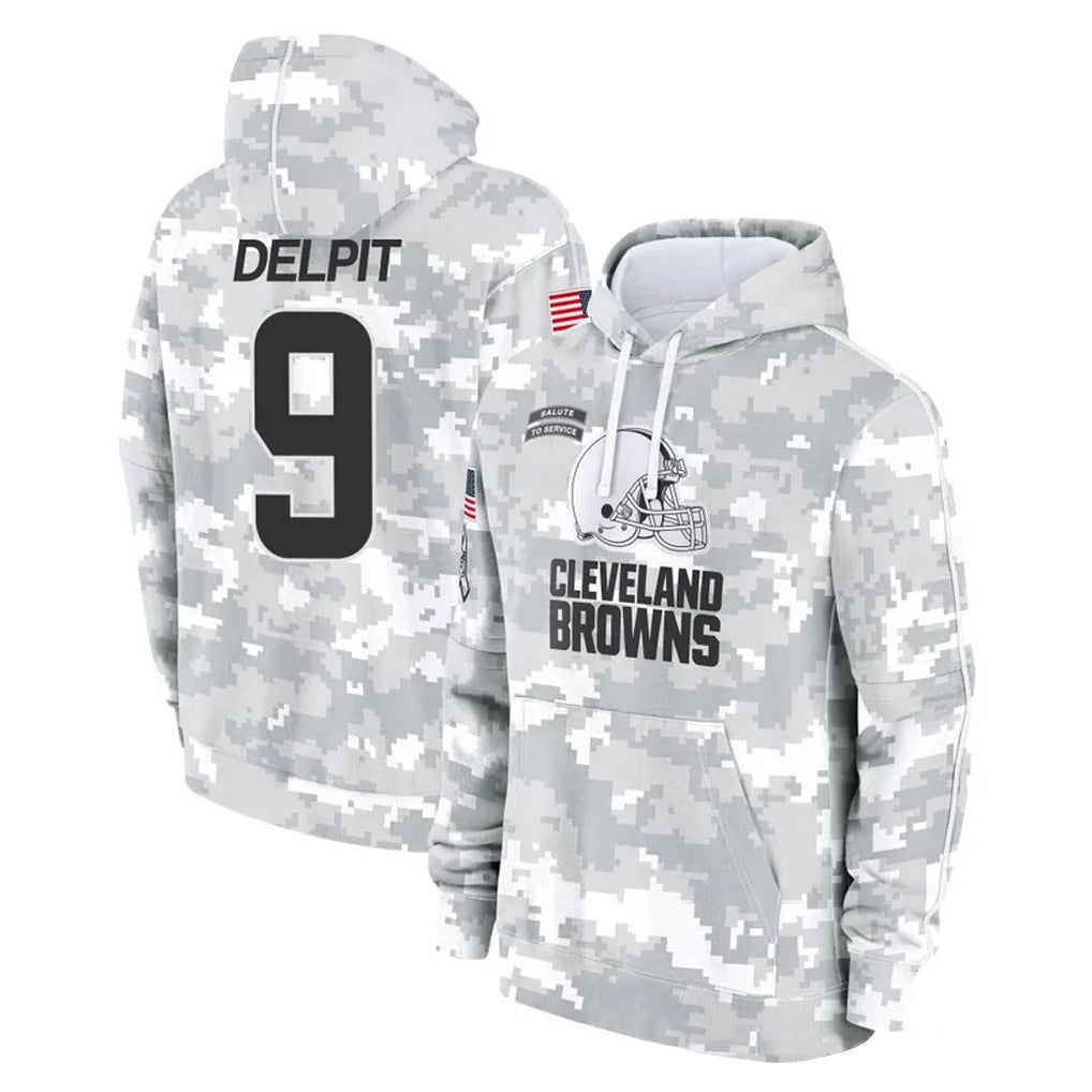 Crovyle C.Browns #9 Grant Delpit Player Arctic Camo Salute to Service Hoodies Limited Game Stitched Jerseys