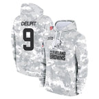 Crovyle C.Browns #9 Grant Delpit Player Arctic Camo Salute to Service Hoodies Limited Game Stitched Jerseys