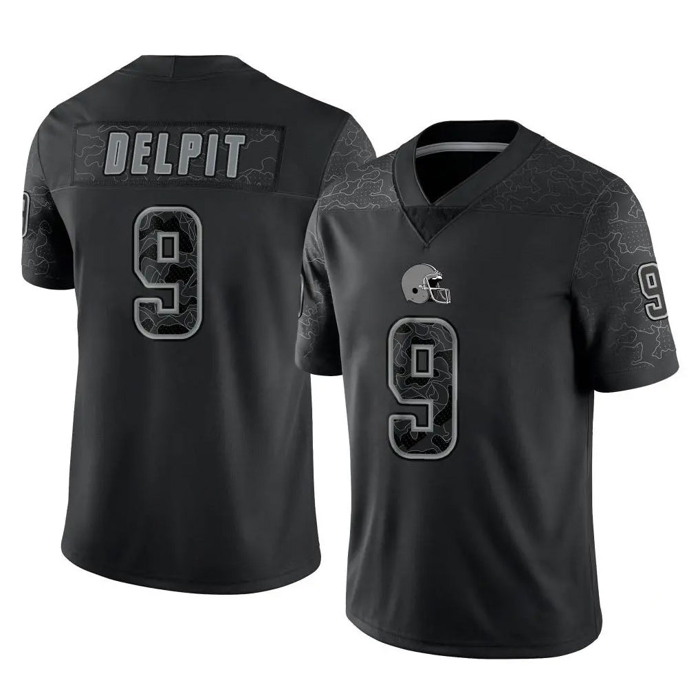 Crovyle C.Browns #9 Grant Delpit Player Black Reflective Home Game Stitched Jerseys