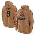 Crovyle C.Browns #9 Grant Delpit Player Brown Salute to Service Hoodies Limited Game Stitched Jerseys