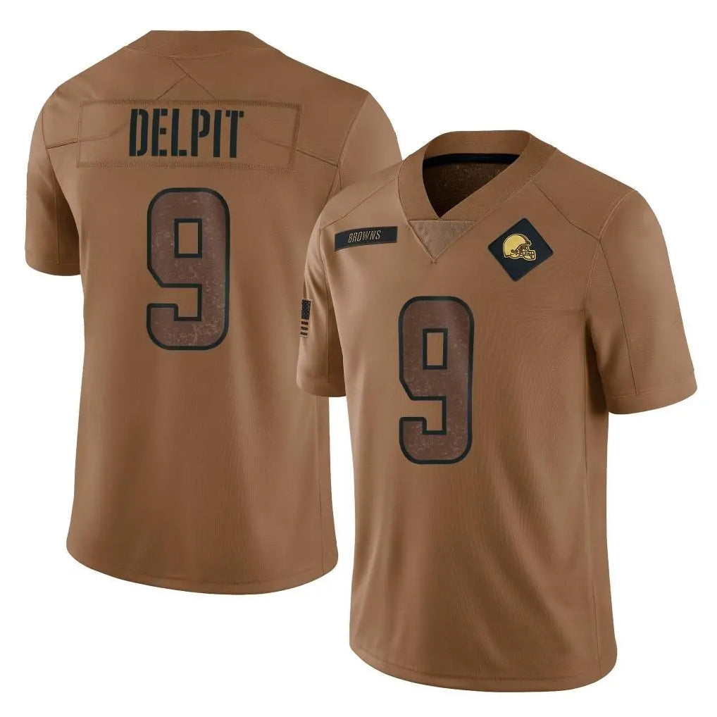 Crovyle C.Browns #9 Grant Delpit Player Brown Salute to Service Limited Home Game Stitched Jerseys