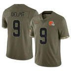 Crovyle C.Browns #9 Grant Delpit Player Olive Salute to Service Limited Game Stitched Jerseys