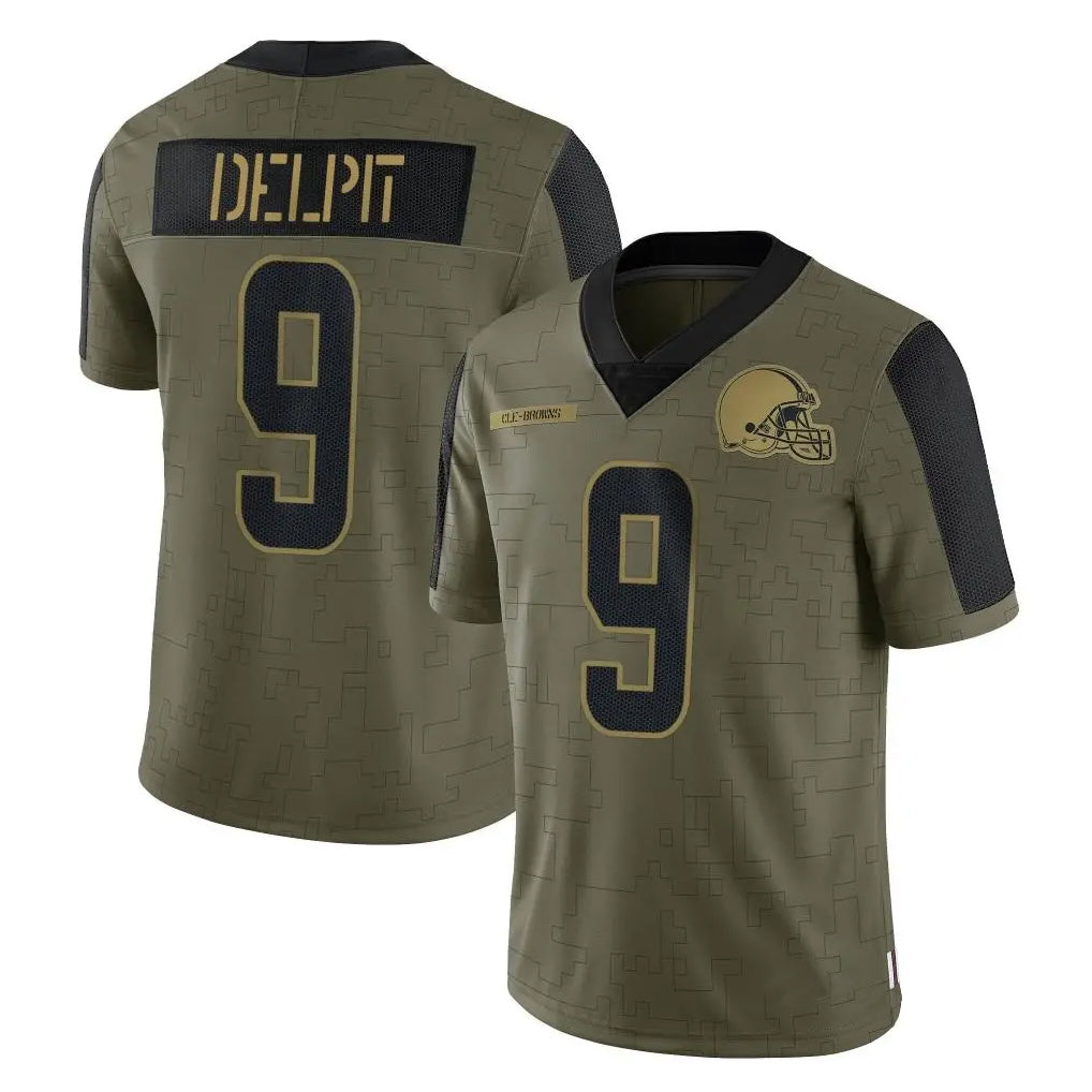 Crovyle C.Browns #9 Grant Delpit Player Olive Salute to Service Limited Home Game Stitched Jerseys
