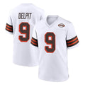 Crovyle C.Browns #9 Grant Delpit Player White Alternate Home Game Stitched Jerseys