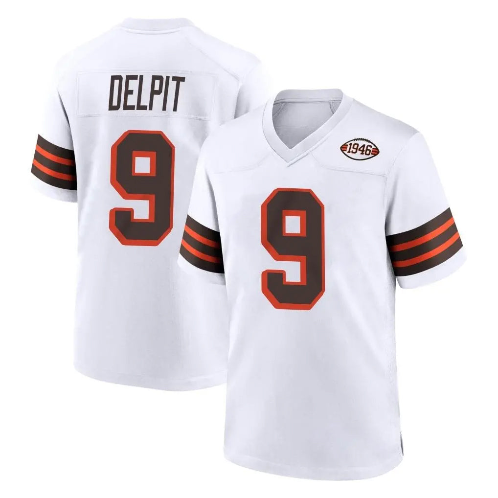 Crovyle C.Browns #9 Grant Delpit Player White Alternate Home Game Stitched Jerseys