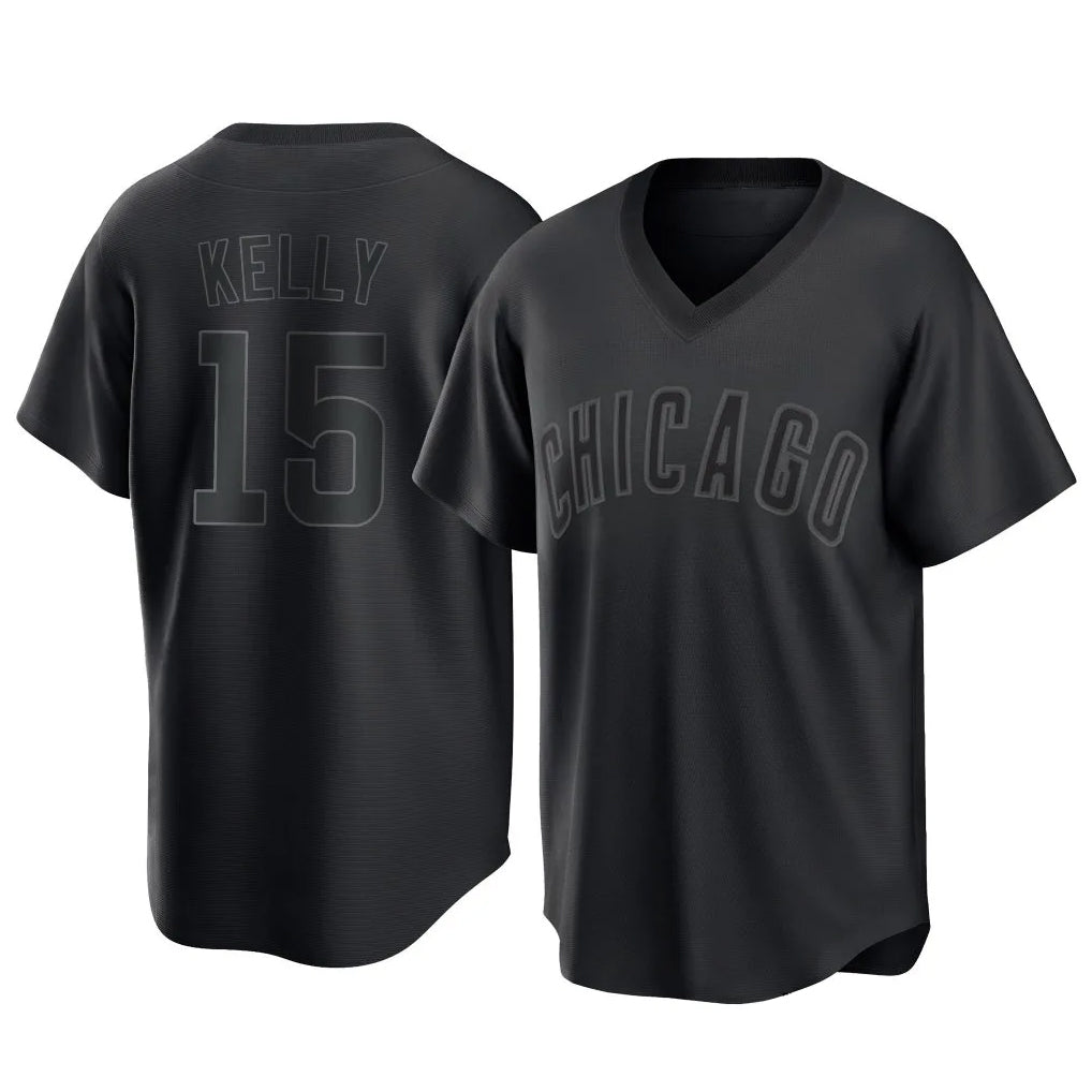 Crovyle C.Cubs #15 Carson Kelly Player Black T-shirt Home Game Stitched Jerseys