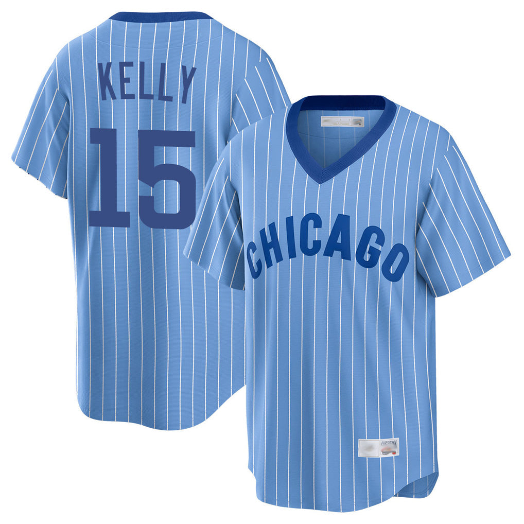 Crovyle C.Cubs #15 Carson Kelly Player Blue T-shirt Cooperstown Collection Limited Stitched Jerseys