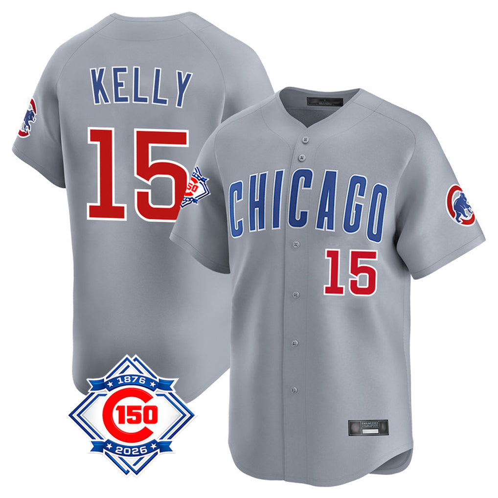 Crovyle C.Cubs #15 Carson Kelly Player Gray Road 150th Anniversary Limited Home Stitched Jerseys