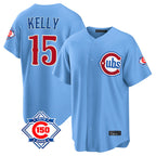 Crovyle C.Cubs #15 Carson Kelly Player Light Blue 150th Anniversary Home Game Stitched Jerseys
