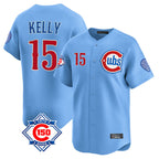 Crovyle C.Cubs #15 Carson Kelly Player Light Blue 150th Anniversary Limited Home Stitched Jerseys
