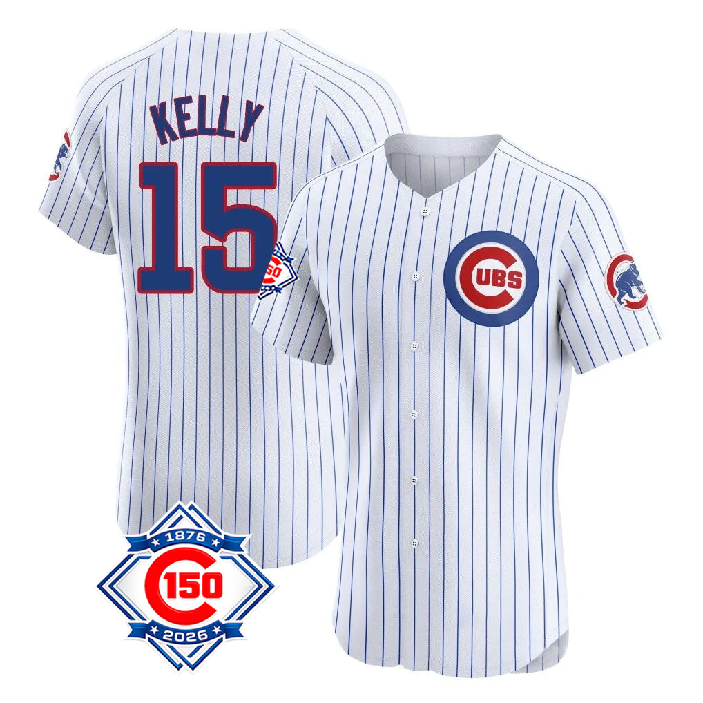 Crovyle C.Cubs #15 Carson Kelly Player White 150th Anniversary Limited Elite Home Game Stitched Jerseys