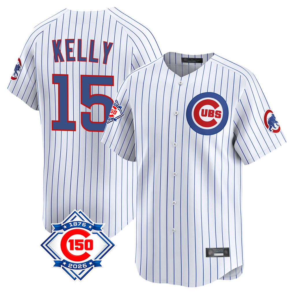 Crovyle C.Cubs #15 Carson Kelly Player White 150th Anniversary Limited Home Game Stitched Jerseys