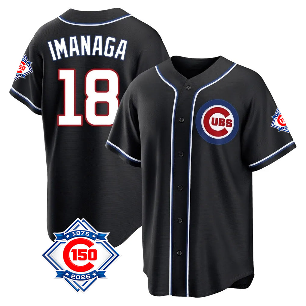 Crovyle C.Cubs #18 Shota Imanaga Player Black Fashion Out 150th Anniversary Game Stitched Jerseys