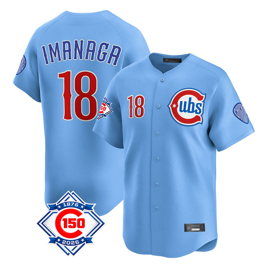 Crovyle C.Cubs #18 Shota Imanaga Player Light Blue 150th Anniversary Limited Home Stitched Jerseys