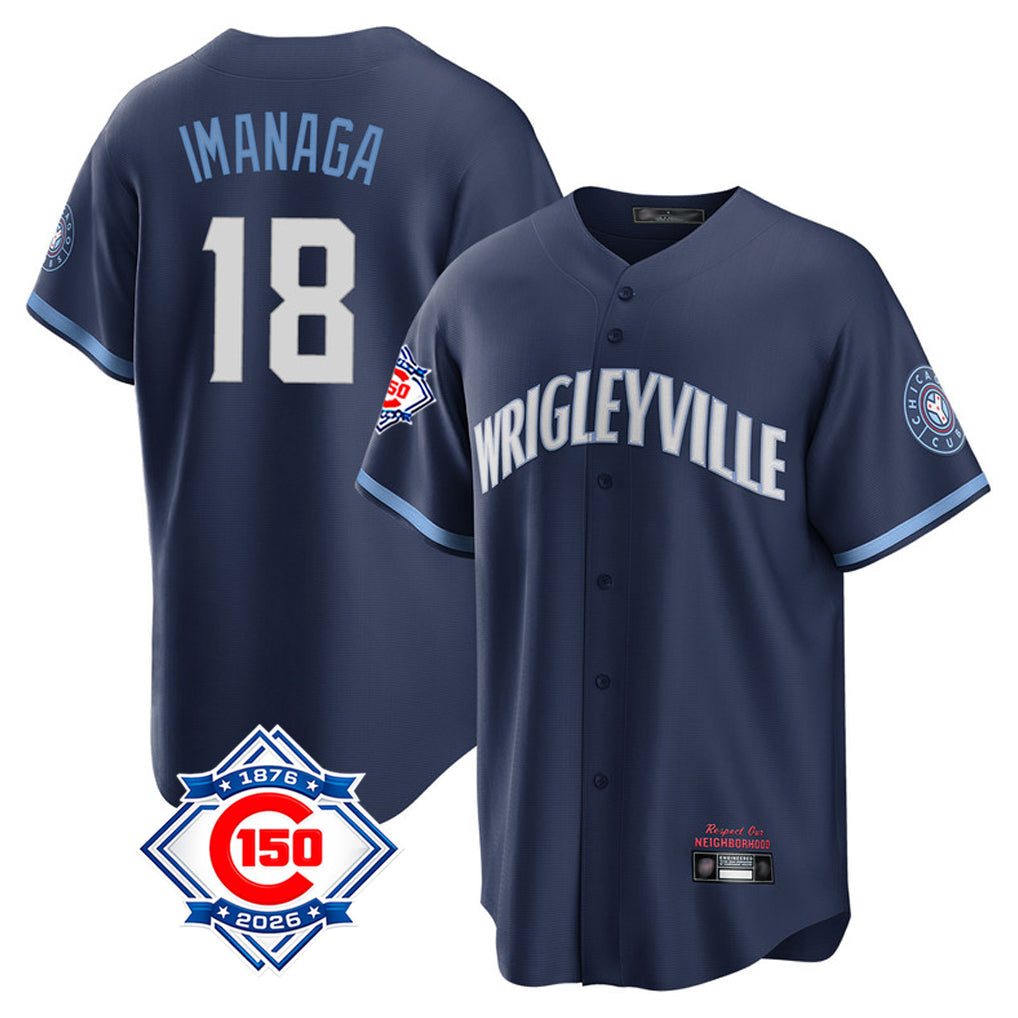 Crovyle C.Cubs #18 Shota Imanaga Player Navy 150th Anniversary City Connect Home Game Stitched Jerseys