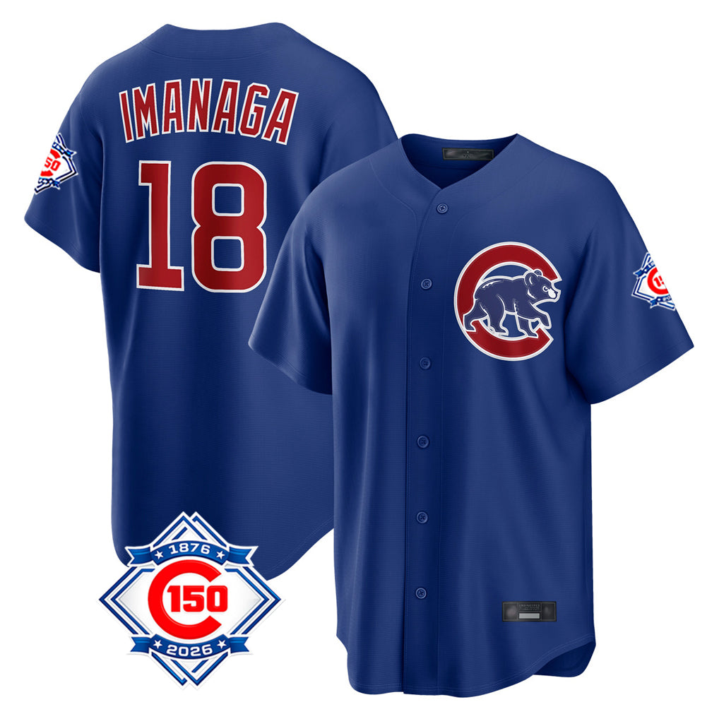 Crovyle C.Cubs #18 Shota Imanaga Player Royal 150th Anniversary Home Game Stitched Jerseys