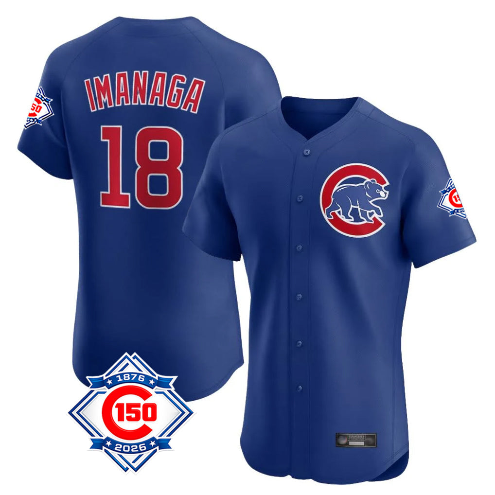 Crovyle C.Cubs #18 Shota Imanaga Player Royal 150th Anniversary Limited Elite Home Stitched Jerseys