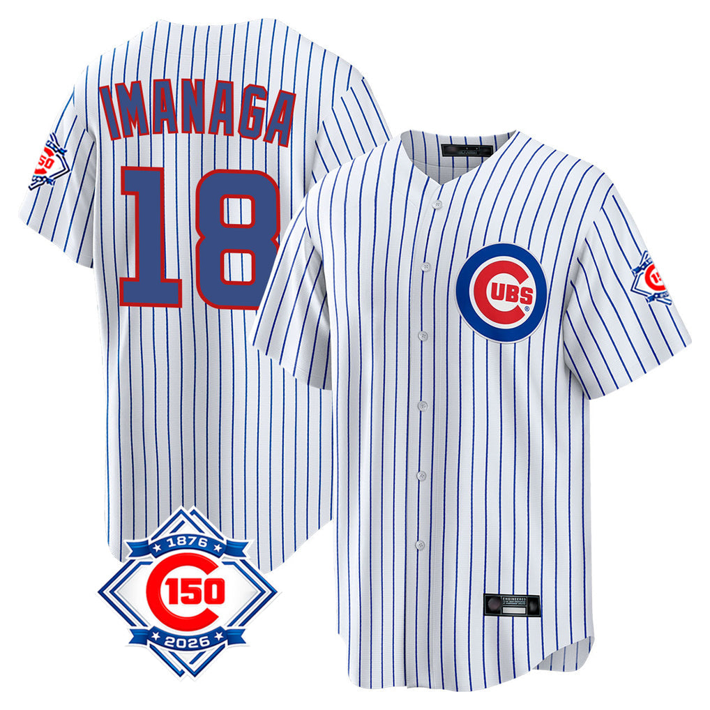 Crovyle C.Cubs #18 Shota Imanaga Player White 150th Anniversary Home Game Stitched Jerseys