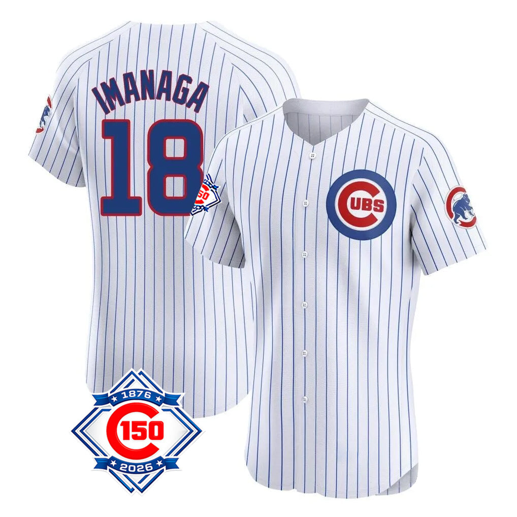 Crovyle C.Cubs #18 Shota Imanaga Player White 150th Anniversary Limited Elite Home Game Stitched Jerseys