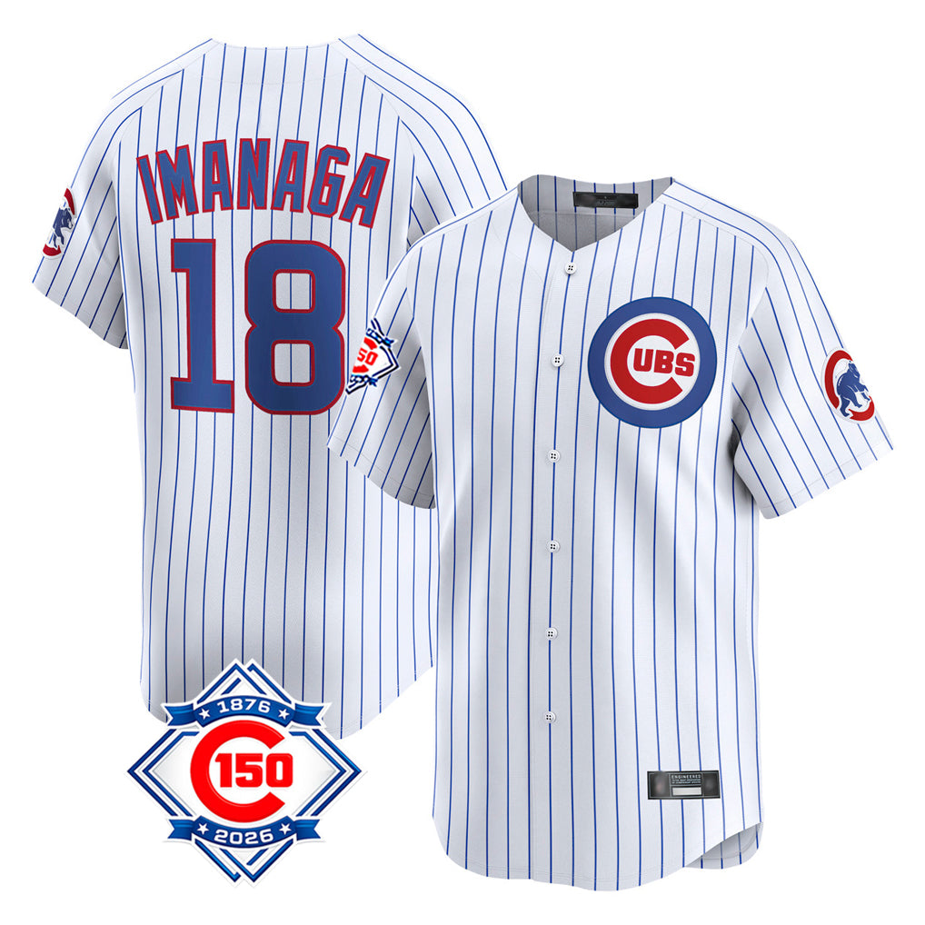 Crovyle C.Cubs #18 Shota Imanaga Player White 150th Anniversary Limited Home Game Stitched Jerseys