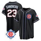 Crovyle C.Cubs #23 Ryne Sandberg Player Black Fashion Out 150th Anniversary Game Stitched Jerseys