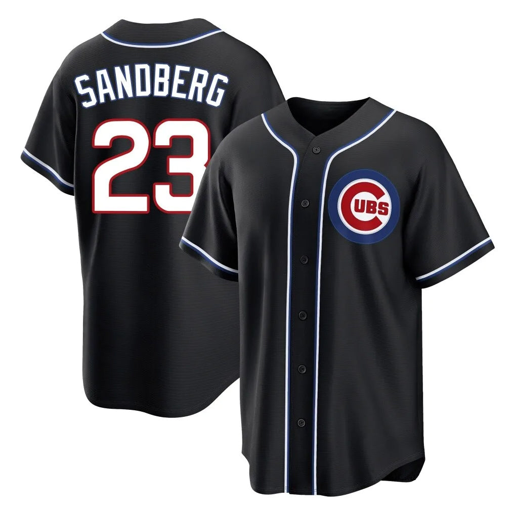 Crovyle C.Cubs #23 Ryne Sandberg Player Black Fashion Out Game Stitched Jerseys