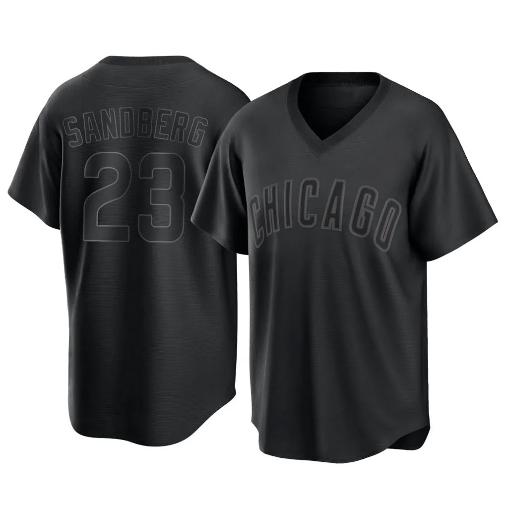Crovyle C.Cubs #23 Ryne Sandberg Player Black T-shirt Home Game Stitched Jerseys