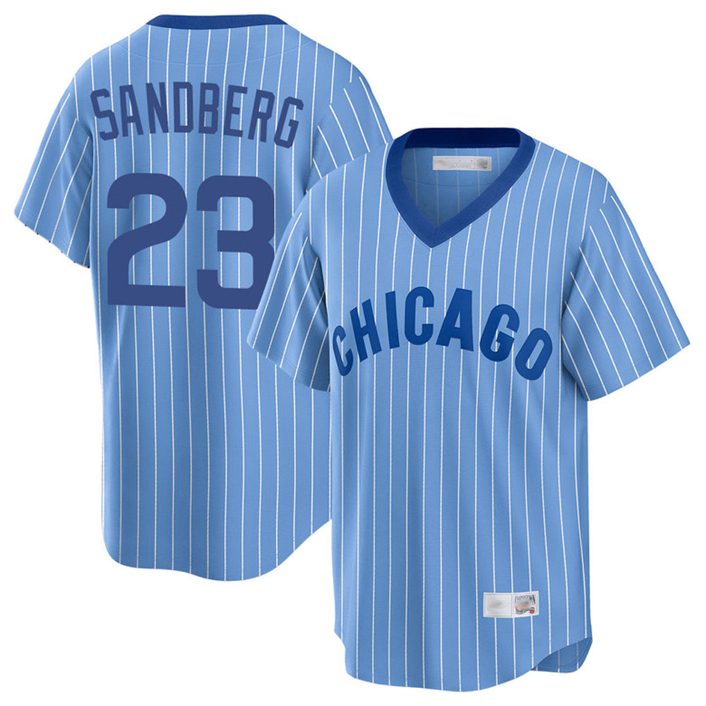 Crovyle C.Cubs #23 Ryne Sandberg Player Blue T-shirt Cooperstown Collection Limited Stitched Jerseys