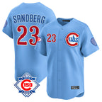 Crovyle C.Cubs #23 Ryne Sandberg Player Light Blue 150th Anniversary Limited Home Stitched Jerseys