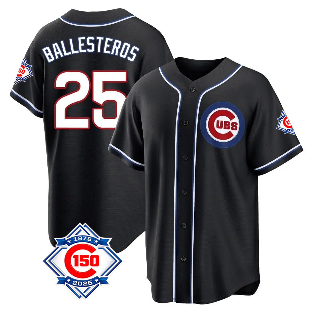 Crovyle C.Cubs #25 Mois¨¦s Ballesteros Player Black Fashion Out 150th Anniversary Game Stitched Jerseys