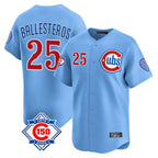 Crovyle C.Cubs #25 Mois¨¦s Ballesteros Player Light Blue 150th Anniversary Limited Home Stitched Jerseys