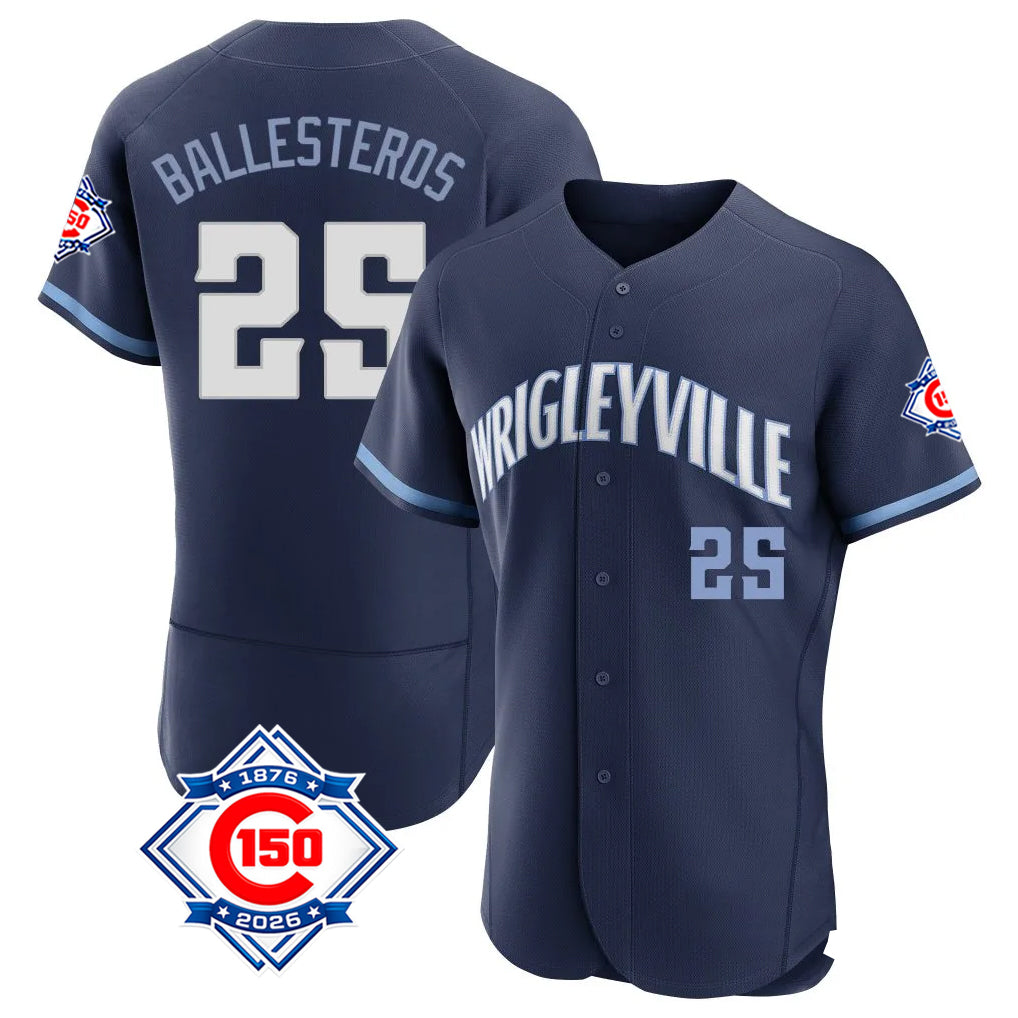 Crovyle C.Cubs #25 Mois¨¦s Ballesteros Player Navy City Connect 150th Anniversary Limited Elite Home Stitched Jerseys