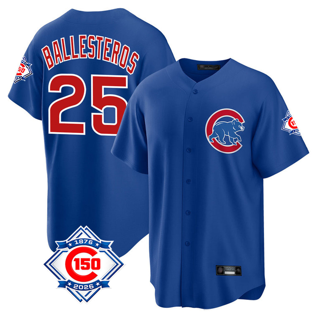 Crovyle C.Cubs #25 Mois¨¦s Ballesteros Player Royal 150th Anniversary Home Game Stitched Jerseys