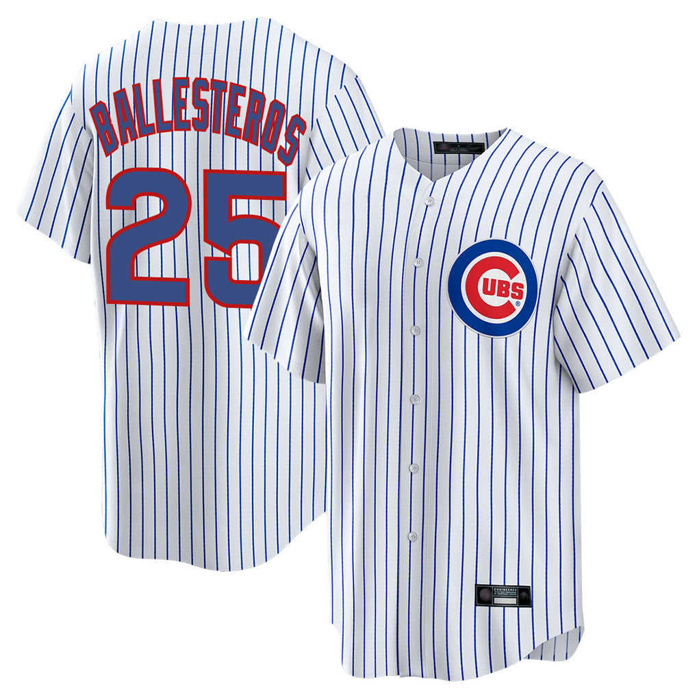 Crovyle C.Cubs #25 Mois¨¦s Ballesteros Player White Game Home Stitched Jerseys