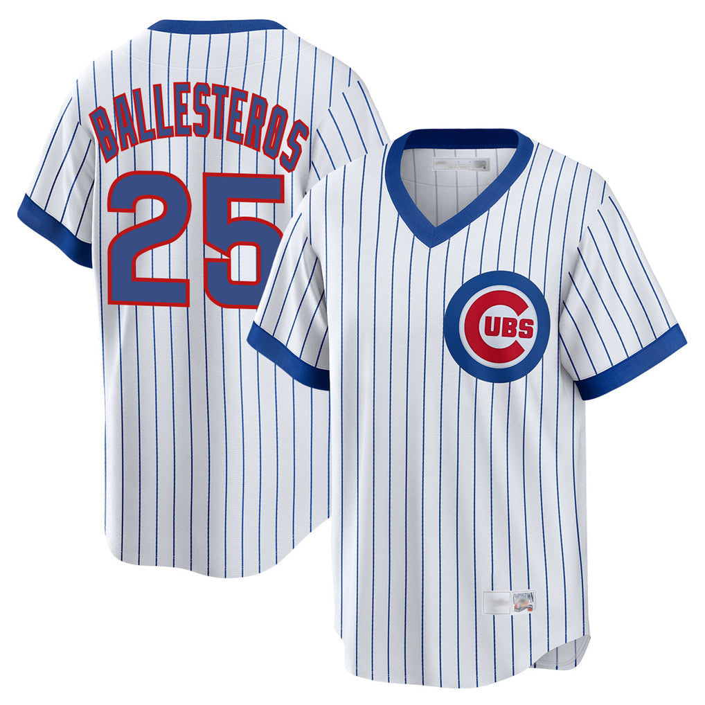 Crovyle C.Cubs #25 Mois¨¦s Ballesteros Player White T-shirt Cooperstown Collection Limited Stitched Jerseys