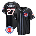 Crovyle C.Cubs #27 Seiya Suzuki Player Black Fashion Out 150th Anniversary Game Stitched Jerseys