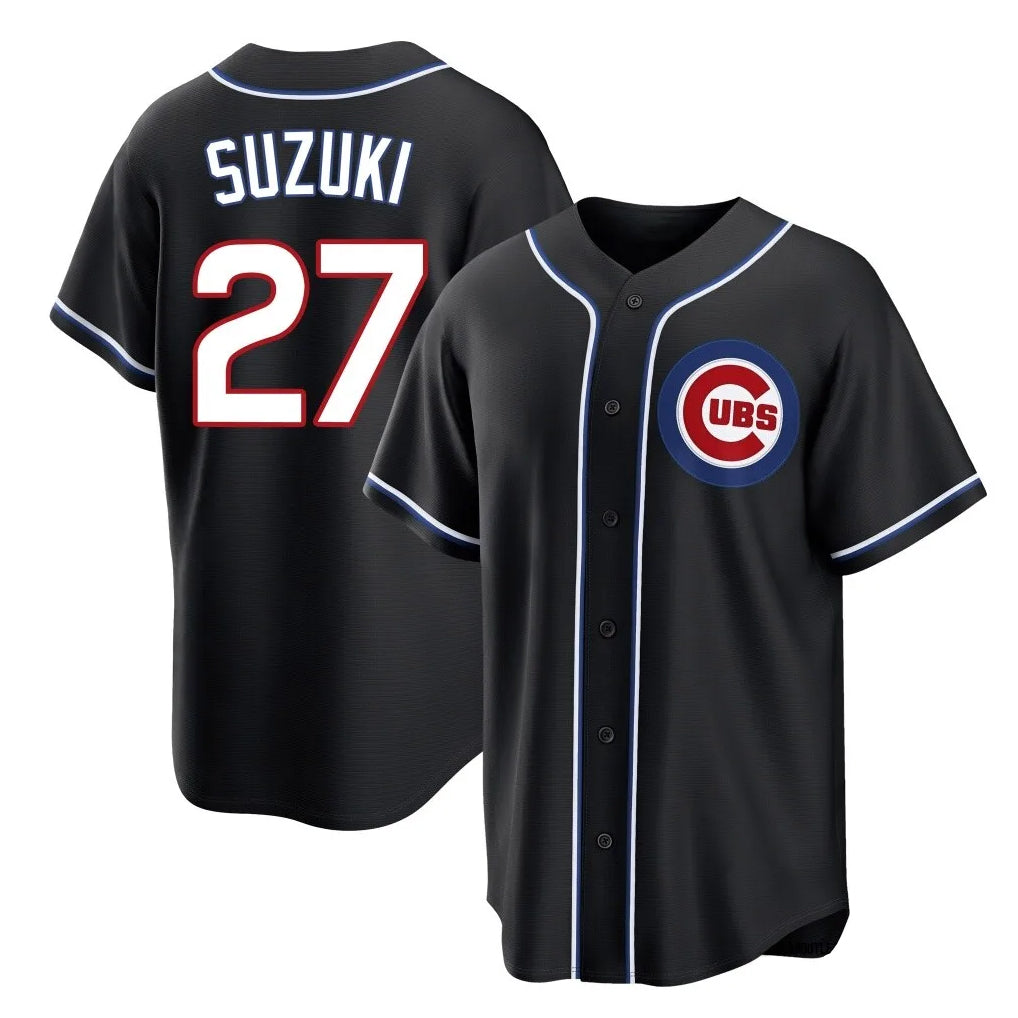Crovyle C.Cubs #27 Seiya Suzuki Player Black Fashion Out Game Stitched Jerseys