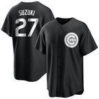 Crovyle C.Cubs #27 Seiya Suzuki Player Black Game Stitched Jerseys