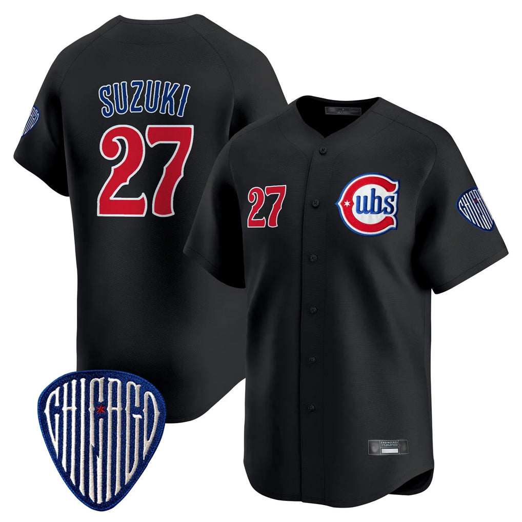 Crovyle C.Cubs #27 Seiya Suzuki Player Black Vapor Premier Limited Home Stitched Jerseys