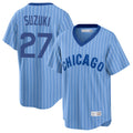 Crovyle C.Cubs #27 Seiya Suzuki Player Blue T-shirt Cooperstown Collection Limited Stitched Jerseys