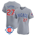 Crovyle C.Cubs #27 Seiya Suzuki Player Gray Road 150th Anniversary Limited Elite Home Stitched Jerseys