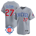 Crovyle C.Cubs #27 Seiya Suzuki Player Gray Road 150th Anniversary Limited Home Stitched Jerseys