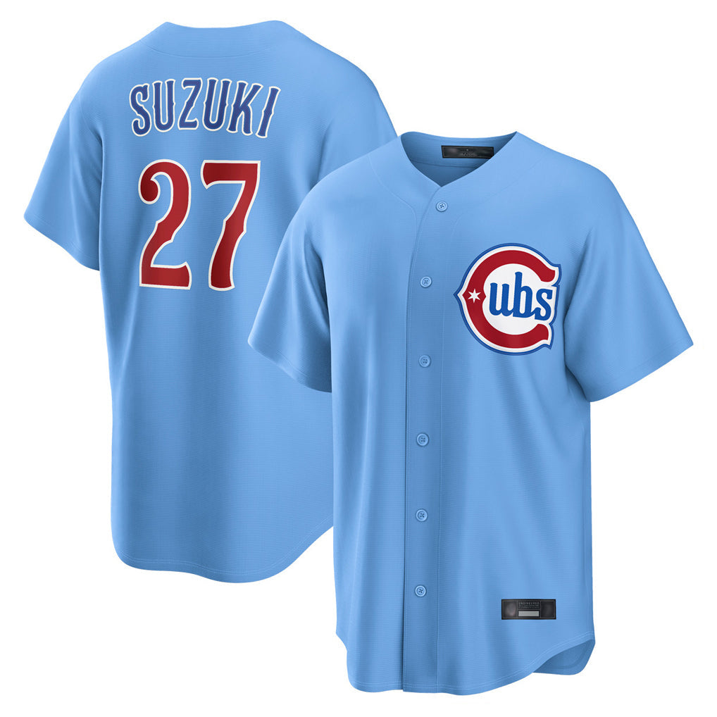 Crovyle C.Cubs #27 Seiya Suzuki Player Light Blue Home Game Stitched Jerseys